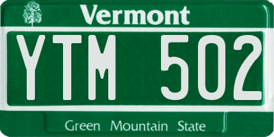 VT license plate YTM502