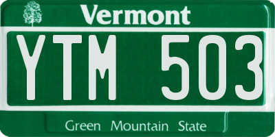 VT license plate YTM503