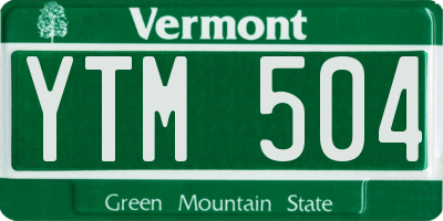 VT license plate YTM504