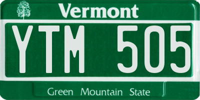 VT license plate YTM505