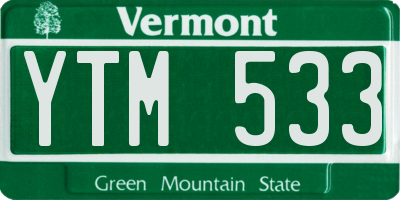 VT license plate YTM533