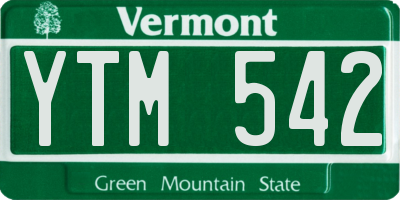 VT license plate YTM542