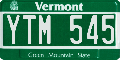 VT license plate YTM545