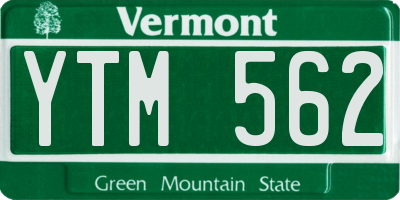 VT license plate YTM562