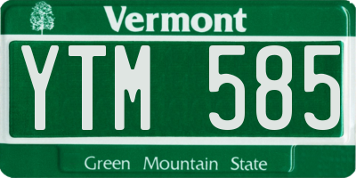 VT license plate YTM585