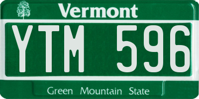 VT license plate YTM596