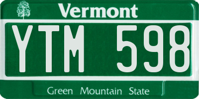 VT license plate YTM598