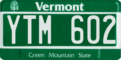 VT license plate YTM602