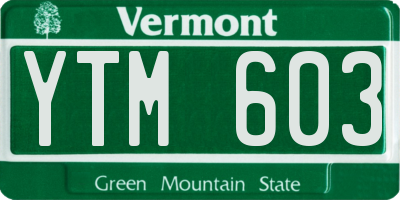 VT license plate YTM603
