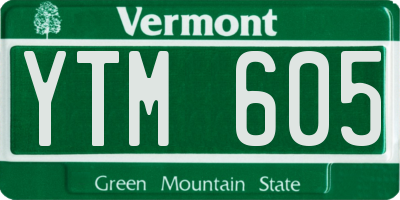 VT license plate YTM605