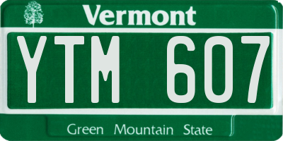 VT license plate YTM607