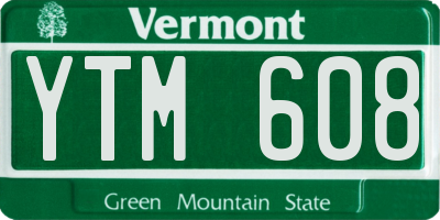 VT license plate YTM608
