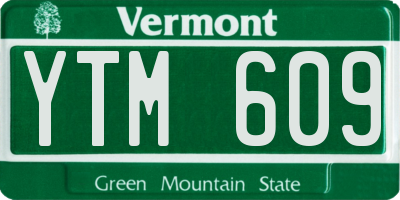 VT license plate YTM609