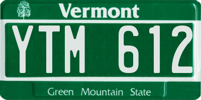 VT license plate YTM612