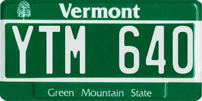 VT license plate YTM640