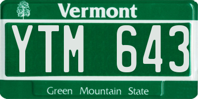 VT license plate YTM643