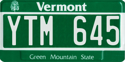VT license plate YTM645