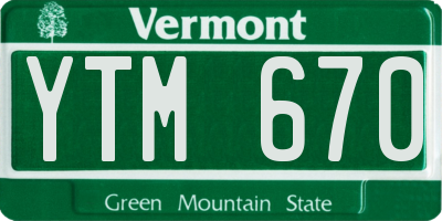 VT license plate YTM670