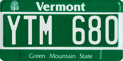 VT license plate YTM680