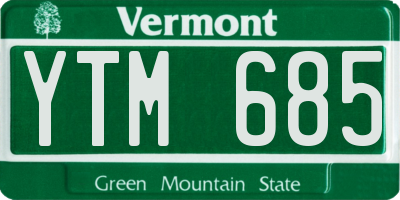 VT license plate YTM685