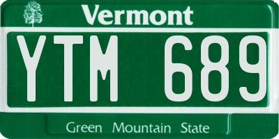 VT license plate YTM689