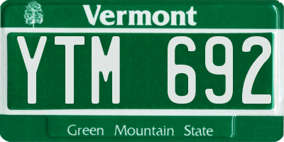 VT license plate YTM692