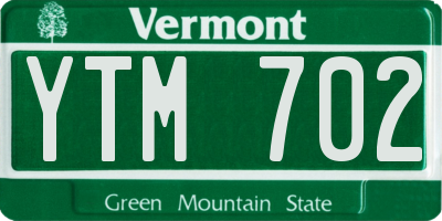 VT license plate YTM702