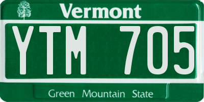 VT license plate YTM705