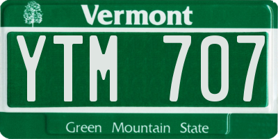 VT license plate YTM707