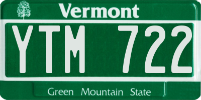 VT license plate YTM722