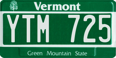 VT license plate YTM725