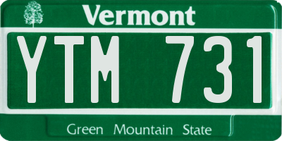 VT license plate YTM731
