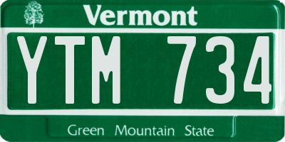 VT license plate YTM734