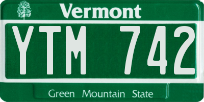 VT license plate YTM742