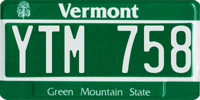 VT license plate YTM758