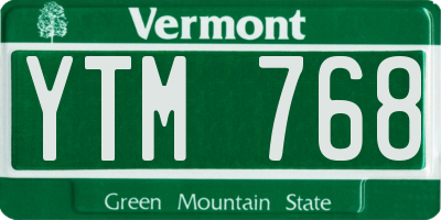 VT license plate YTM768