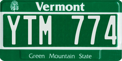VT license plate YTM774