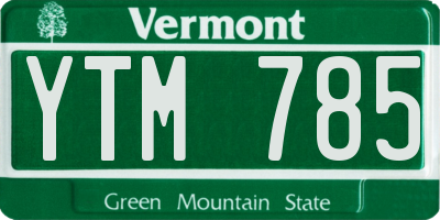 VT license plate YTM785