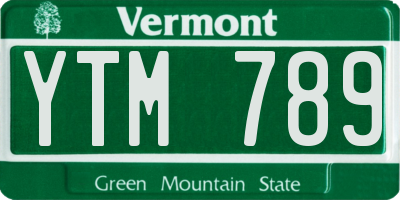 VT license plate YTM789
