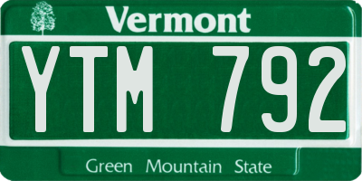VT license plate YTM792