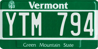 VT license plate YTM794