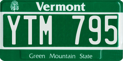 VT license plate YTM795