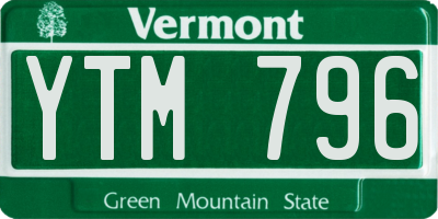 VT license plate YTM796