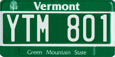 VT license plate YTM801