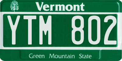 VT license plate YTM802