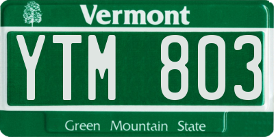 VT license plate YTM803