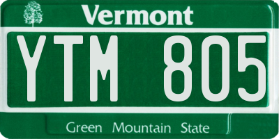 VT license plate YTM805