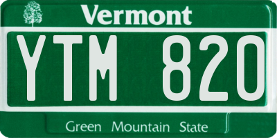 VT license plate YTM820