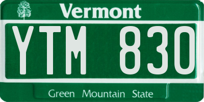 VT license plate YTM830