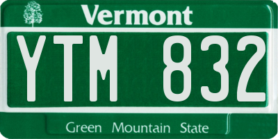 VT license plate YTM832